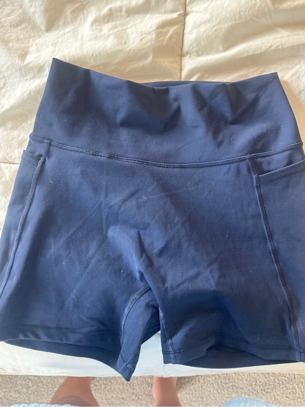 High-Waist Navy Performance Bike Shorts for Women